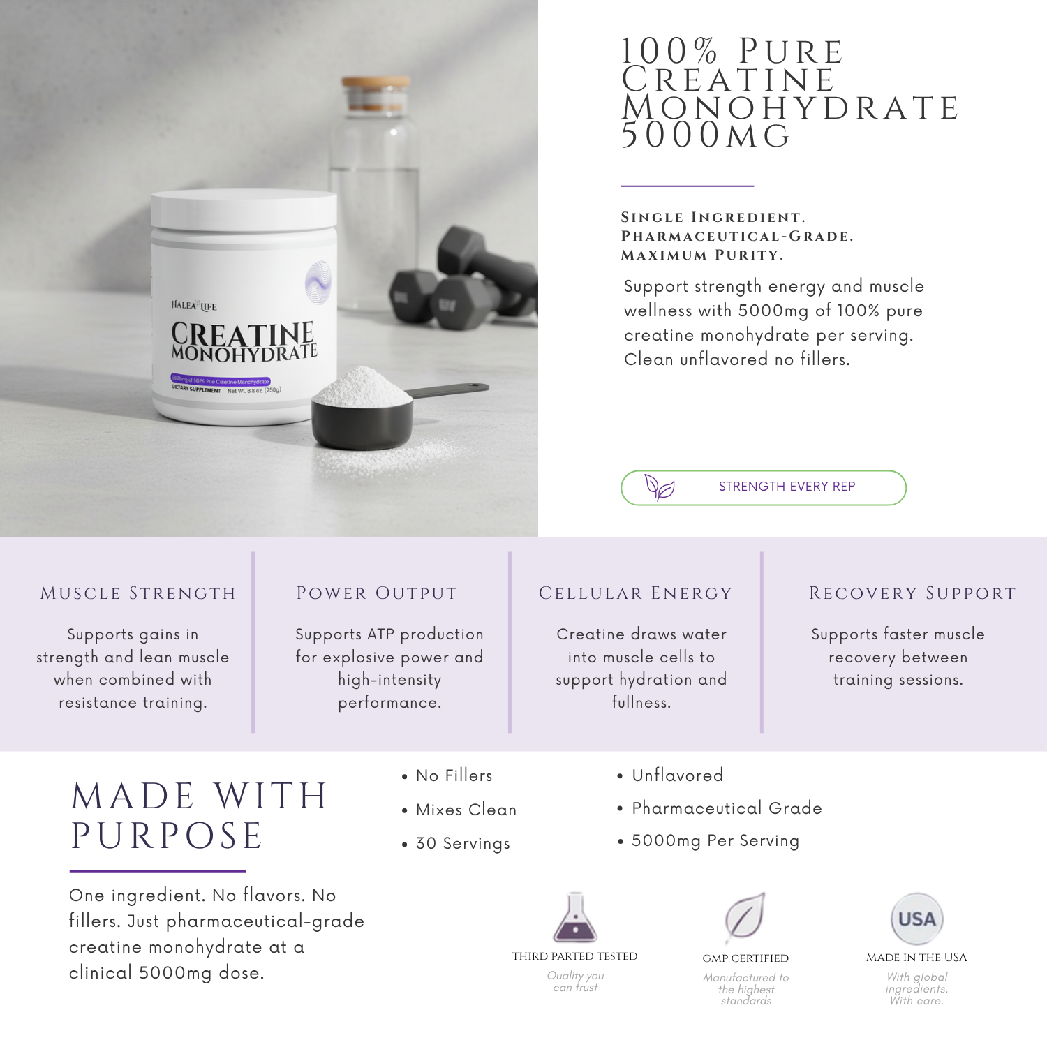 100% Pure Creatine Monohydrate 5000mg