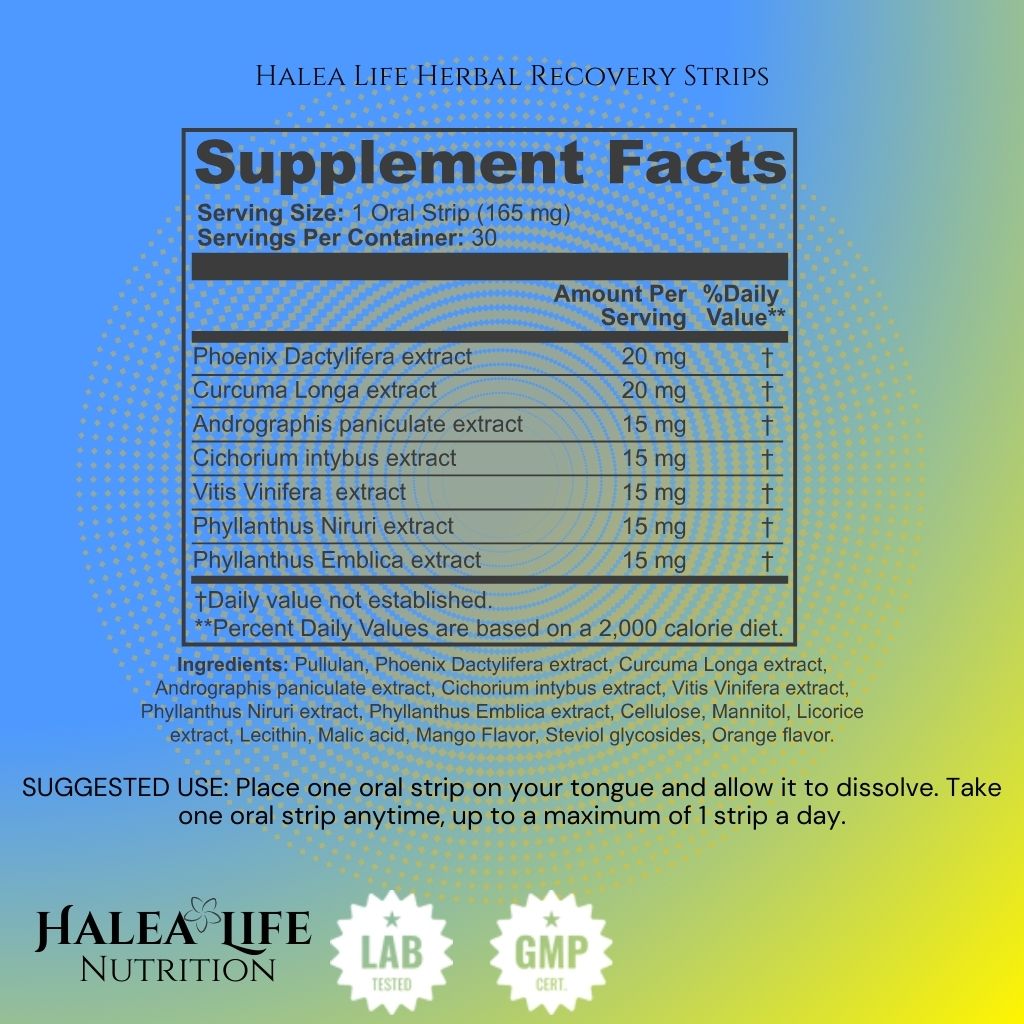 Herbal Recovery Strips - Turmeric, Grape Seed & Liver Support