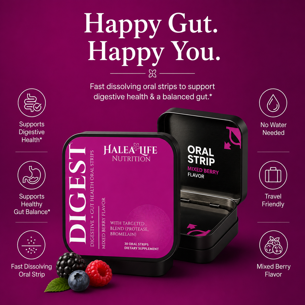 Digestive Support Strips - Probiotics + Digestive Enzymes